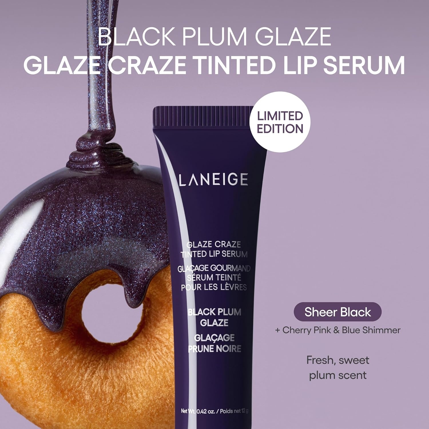 image:imageLANEIGE Glaze Craze Tinted Lip Serum Hydrating Lip Serum for Glossy Nourished Lips with Plumping PolypeptidesBlack Plum Glaze