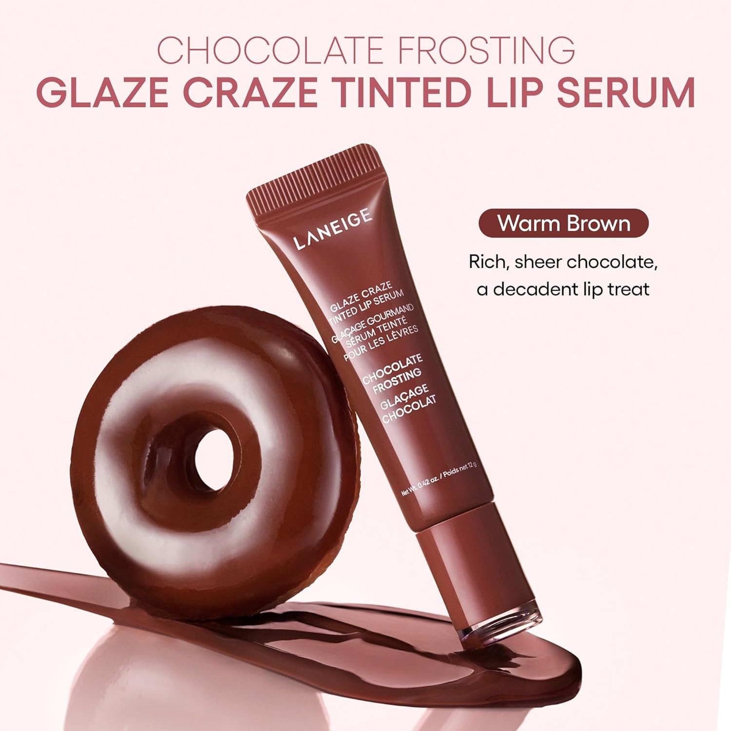 image:imageLANEIGE Glaze Craze Tinted Lip Serum Hydrating Lip Serum for Glossy Nourished Lips with Plumping PolypeptidesChocolate Frosting