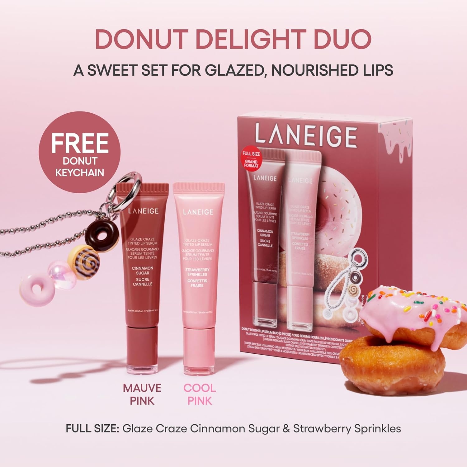 image:imageLANEIGE Glaze Craze Tinted Lip Serum Hydrating Lip Serum for Glossy Nourished Lips with Plumping PolypeptidesDonut Delight