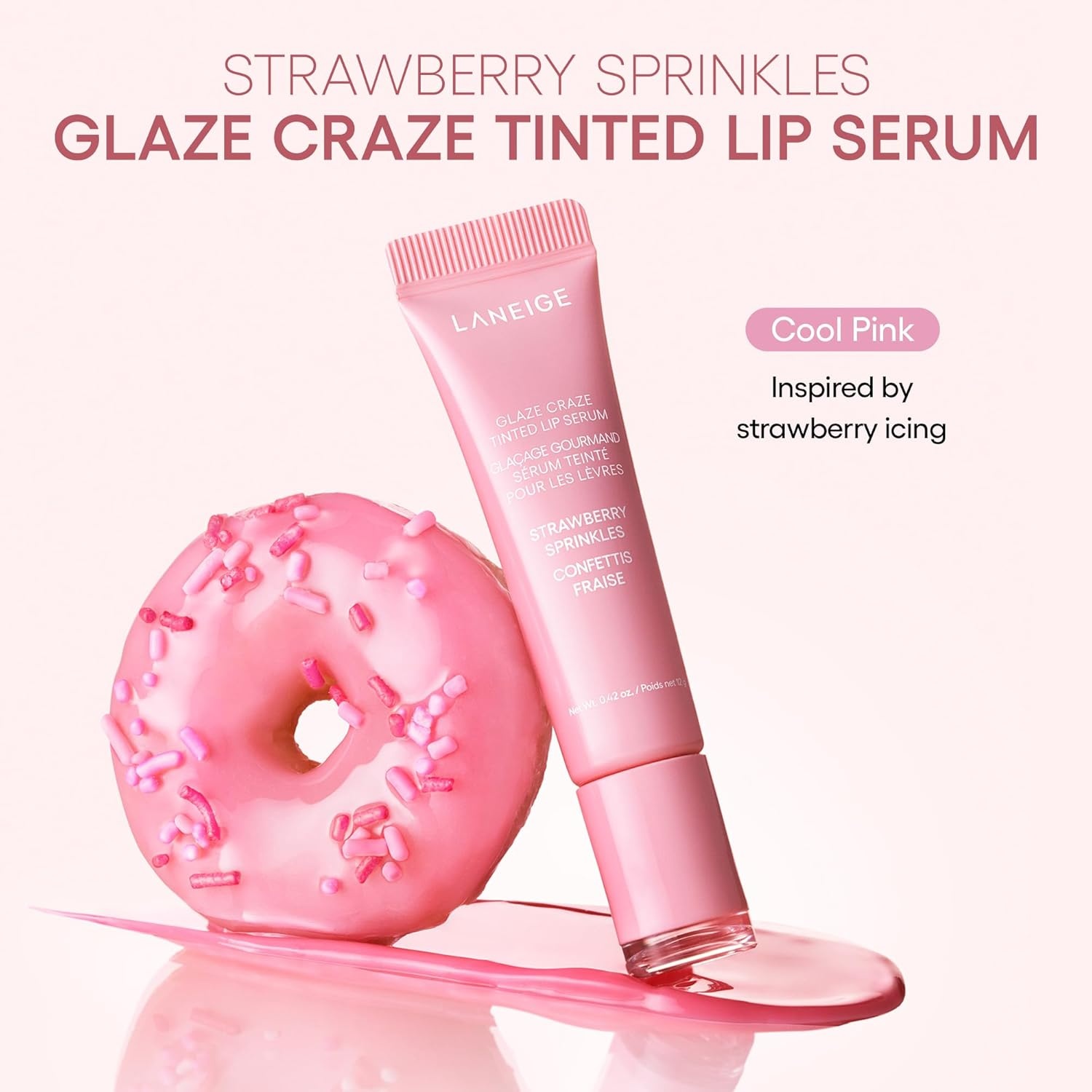 image:imageLANEIGE Glaze Craze Tinted Lip Serum Hydrating Lip Serum for Glossy Nourished Lips with Plumping PolypeptidesDonut Delight