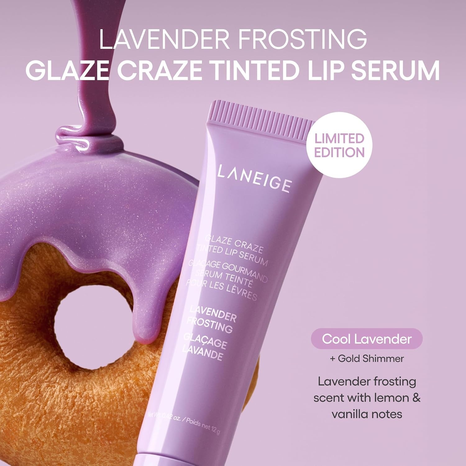 image:imageLANEIGE Glaze Craze Tinted Lip Serum Hydrating Lip Serum for Glossy Nourished Lips with Plumping PolypeptidesLavender Frosting