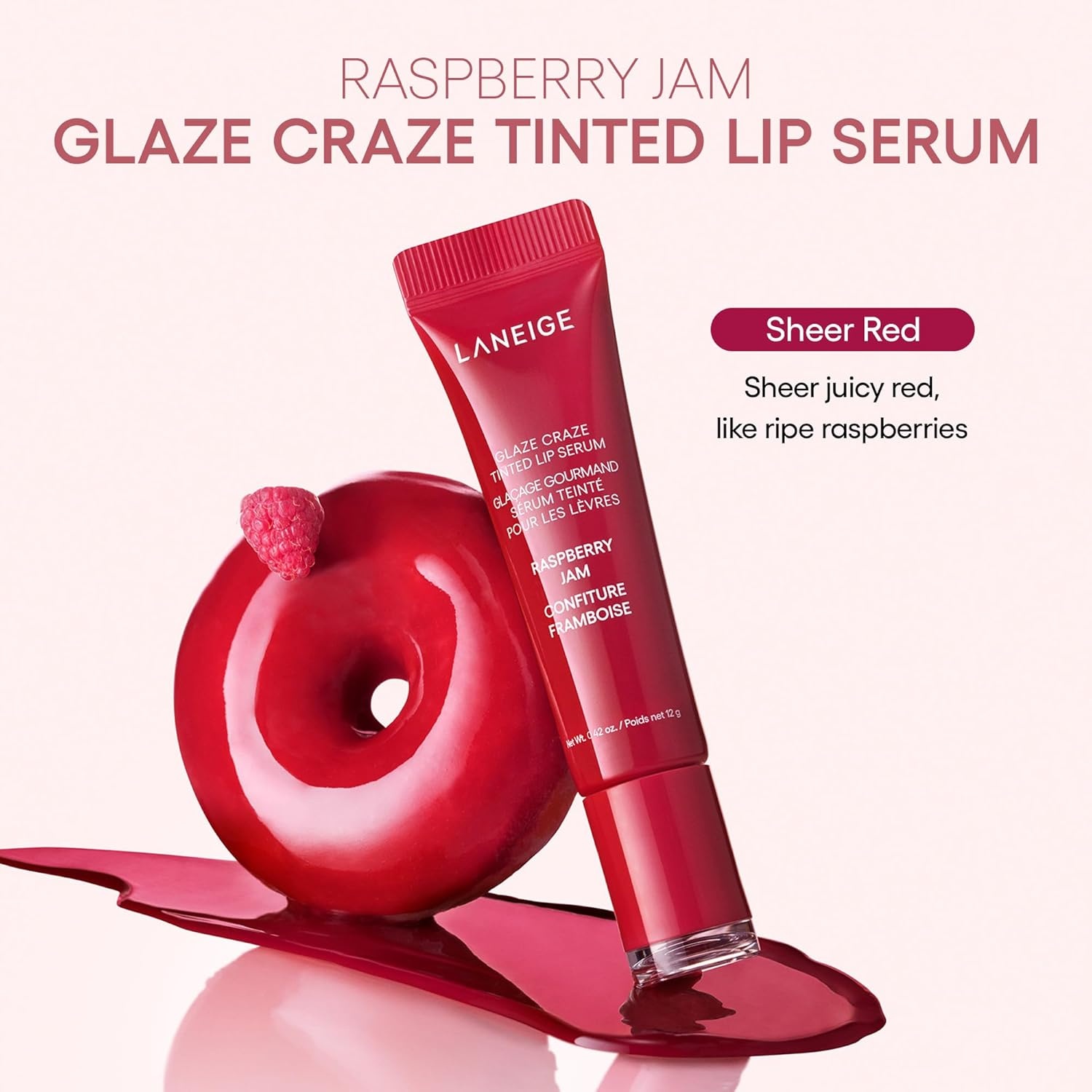 image:imageLANEIGE Glaze Craze Tinted Lip Serum Hydrating Lip Serum for Glossy Nourished Lips with Plumping PolypeptidesRaspberry Jam