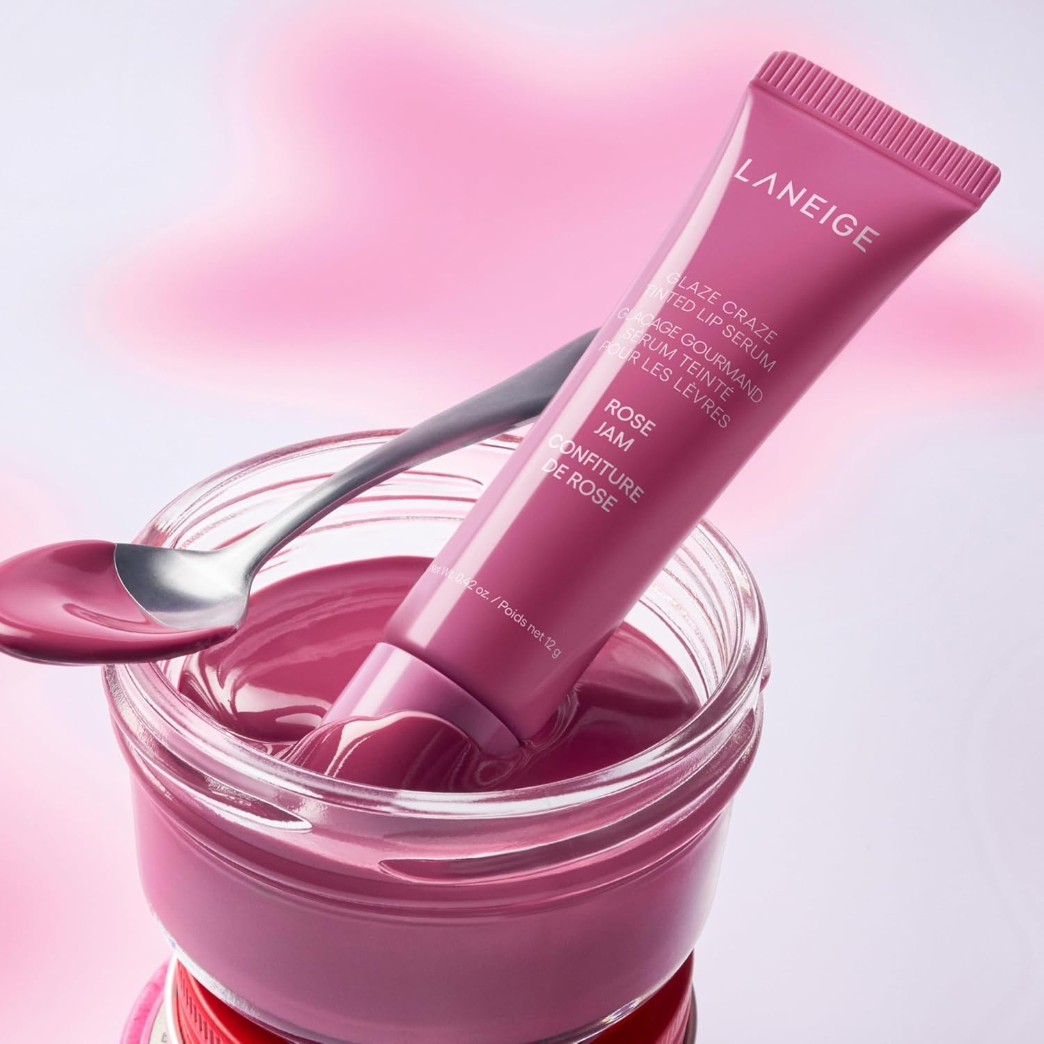 image:imageLANEIGE Glaze Craze Tinted Lip Serum Hydrating Lip Serum for Glossy Nourished Lips with Plumping PolypeptidesRose Jam