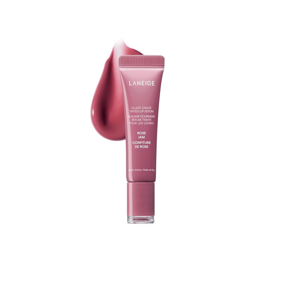 image:imageLANEIGE Glaze Craze Tinted Lip Serum Hydrating Lip Serum for Glossy Nourished Lips with Plumping PolypeptidesRose Jam