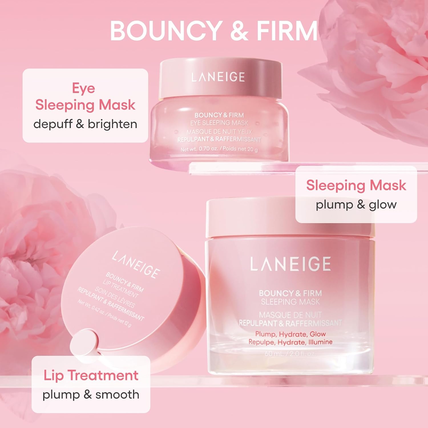 image:imageLANEIGE Bouncy amp Firm Eye Sleeping Mask Depuff and Firm with Peony amp Collagen Complex Ceramide amp 5D Hyaluronic Acid