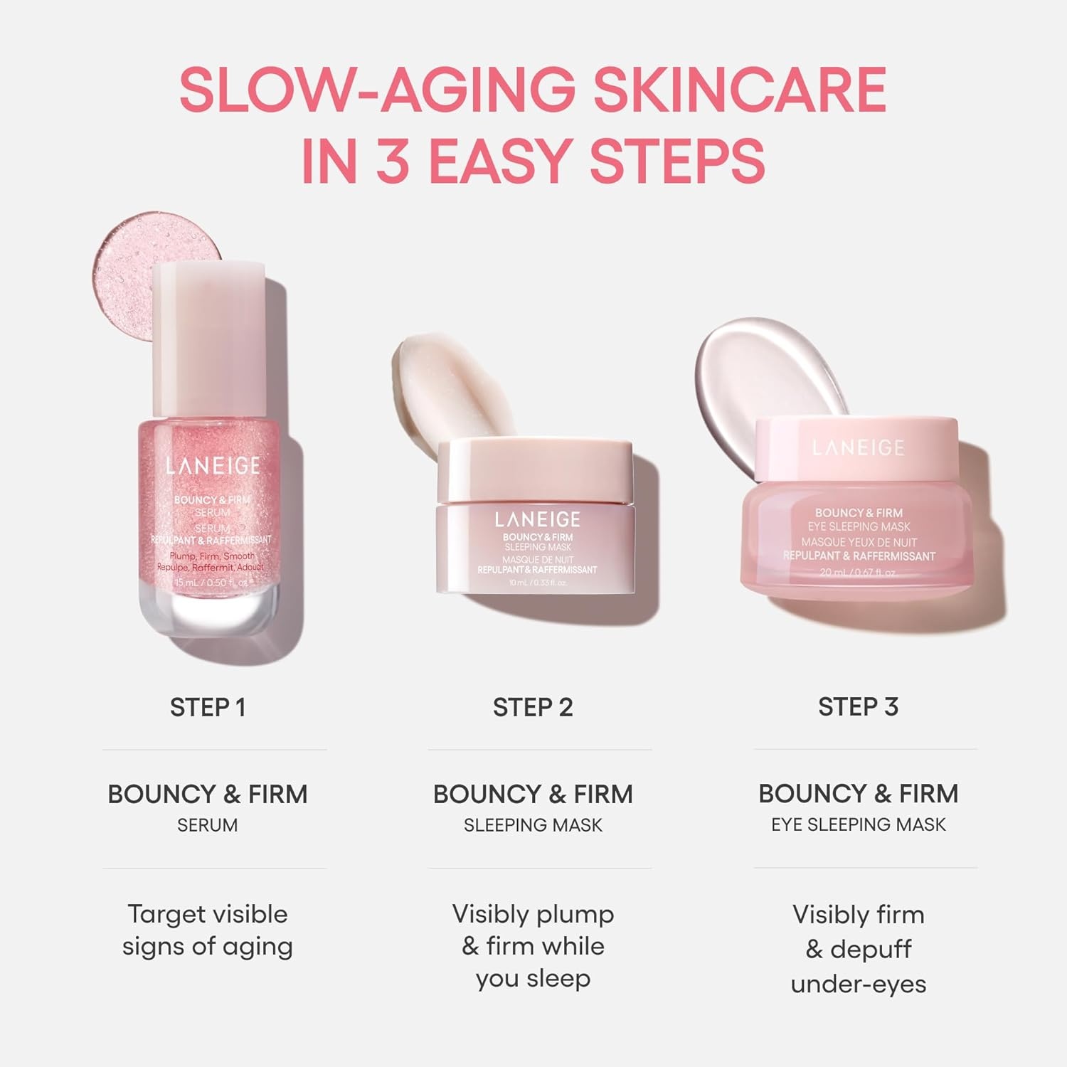 image:imageLANEIGE Bouncy and Firm Sleeping Mask Revitalize Smooth Peony amp Collagen Complex BarrierBoosting HydrationBouncy Skin On The Go Set