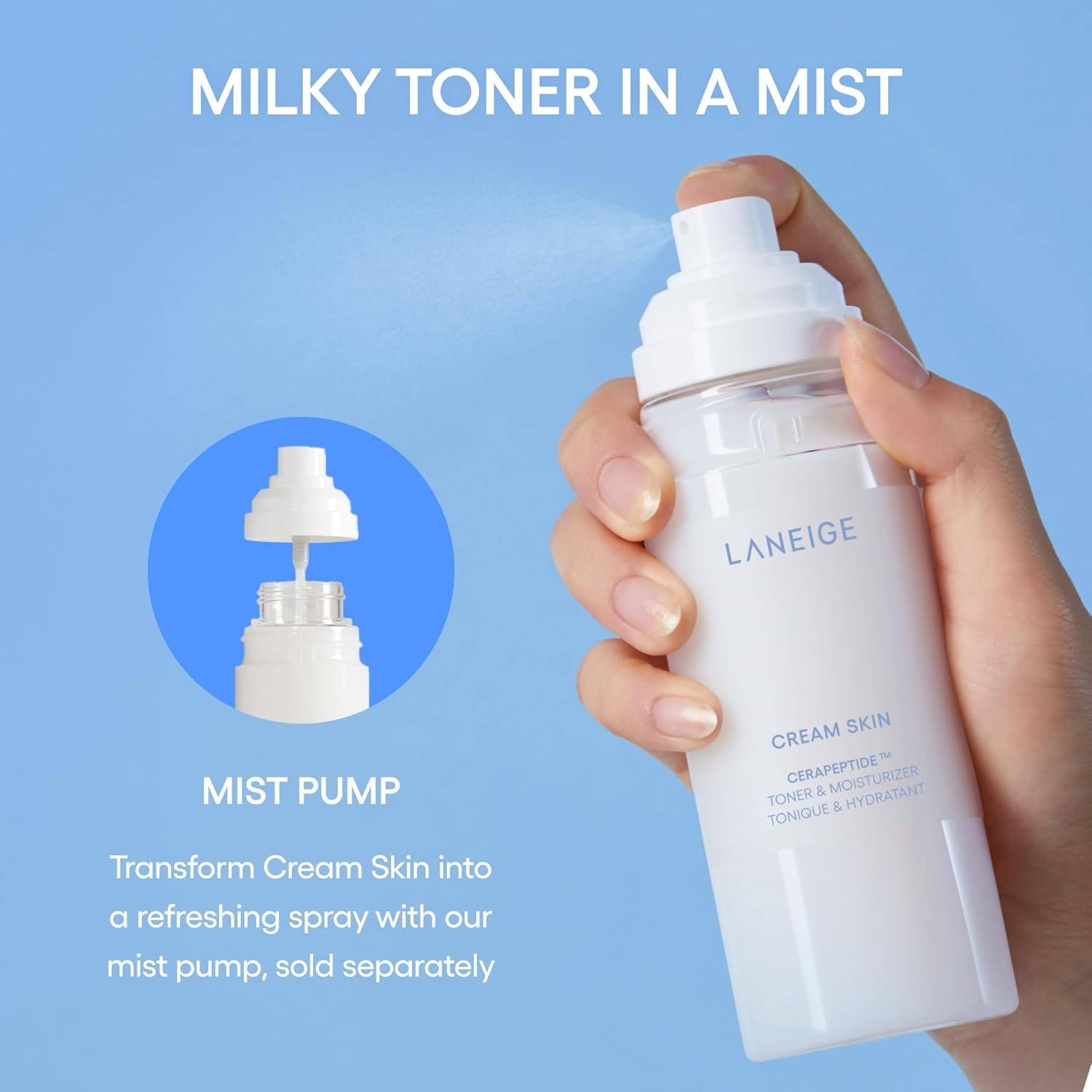 image:imageLANEIGE Cream Skin Toner amp Moisturizer Lightweight Refillable Korean Milky Toner with Ceramide amp Peptide for Hydration Firming amp Barrier Support574 fl oz 170 ml