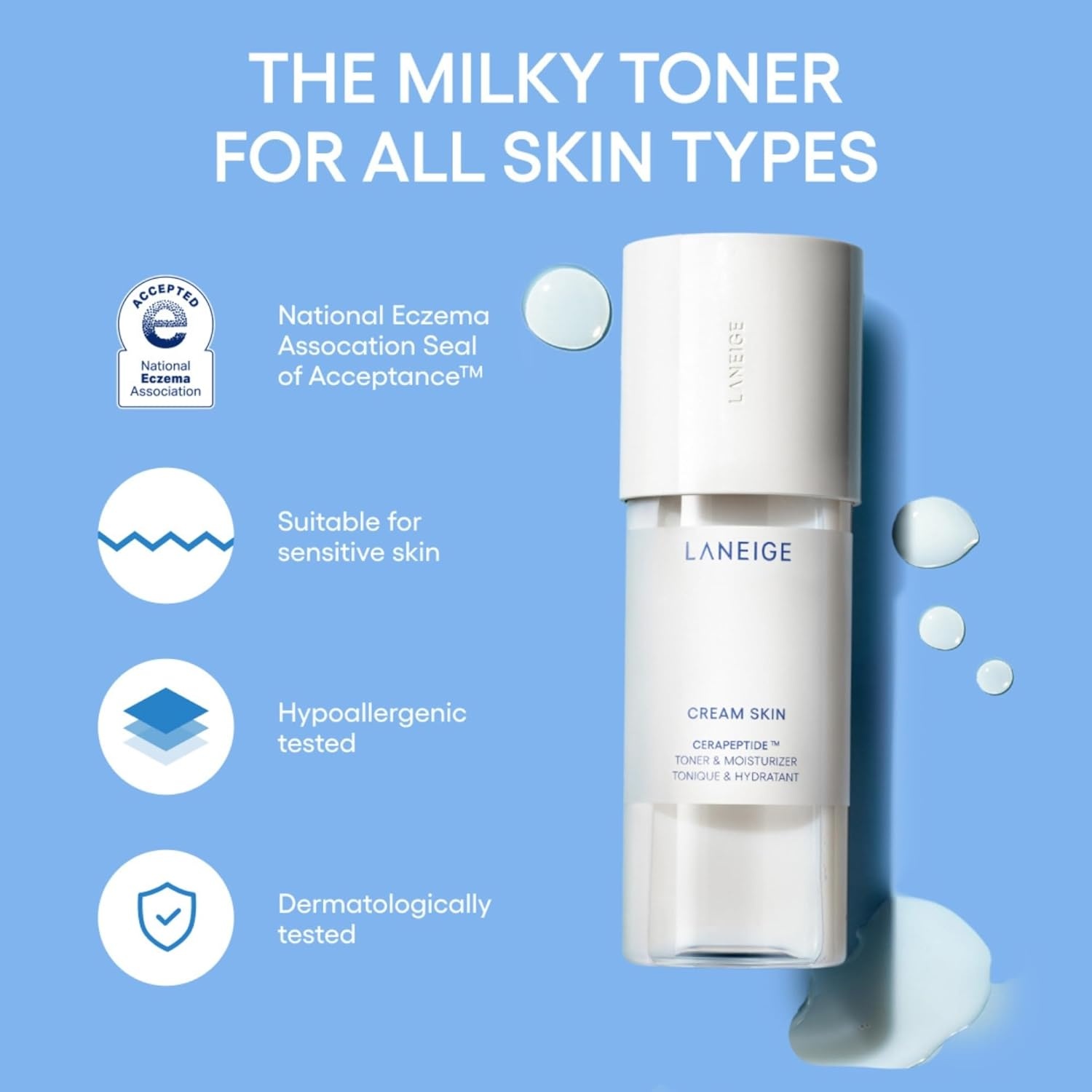 image:imageLANEIGE Cream Skin Toner amp Moisturizer Lightweight Refillable Korean Milky Toner with Ceramide amp Peptide for Hydration Firming amp Barrier Support101 fl oz 30 ml Mini Mist Spray
