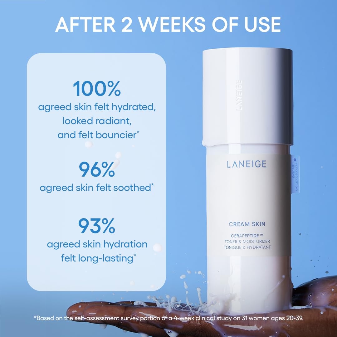 image:imageLANEIGE Cream Skin Toner amp Moisturizer Lightweight Refillable Korean Milky Toner with Ceramide amp Peptide for Hydration Firming amp Barrier Support101 fl oz 30 ml Mini Mist Spray