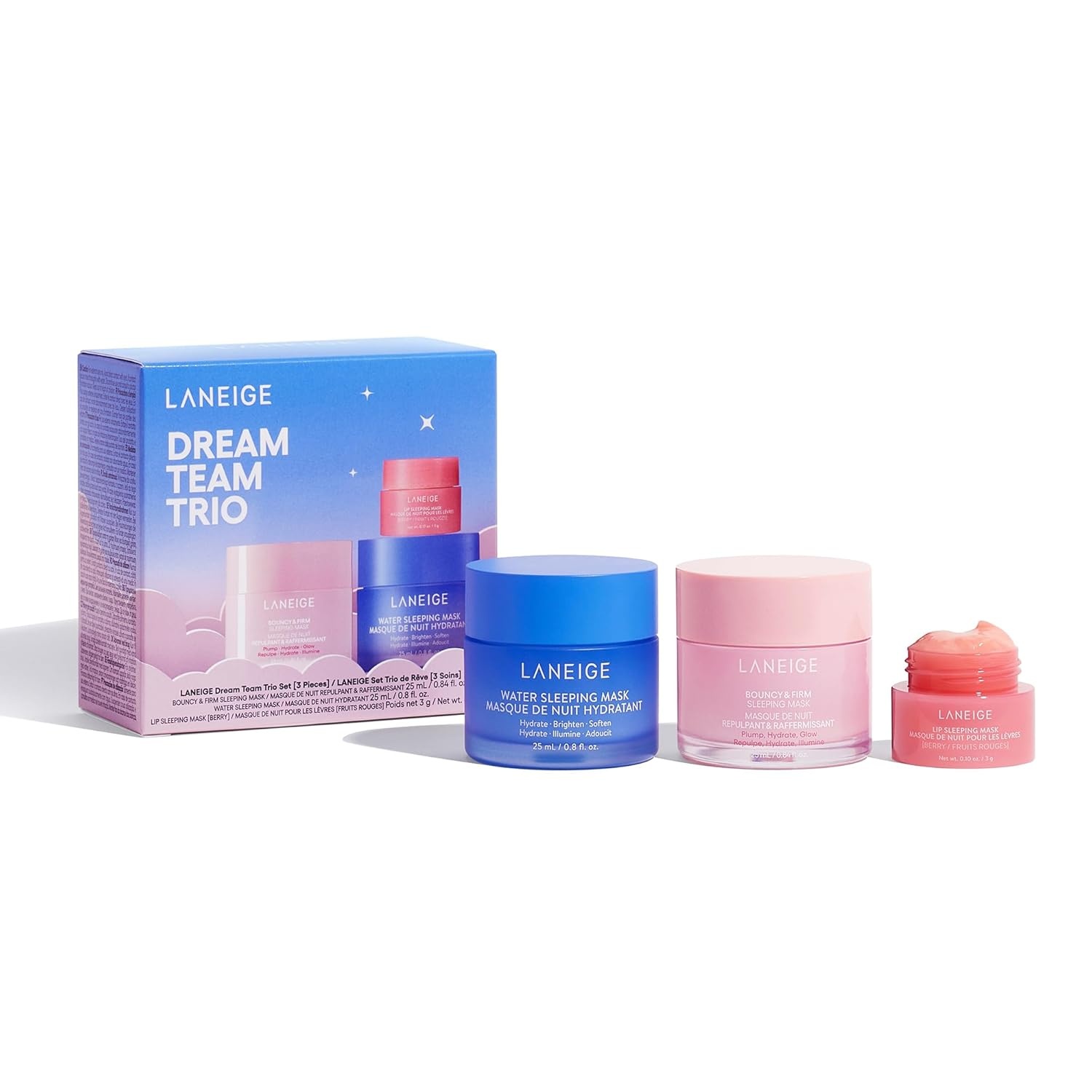 image:imageLANEIGE Dream Team Trio Water Sleeping Mask Lip Sleeping Mask Bouncy and Firm Mask BarrierBoosting Hydration Travel Sized
