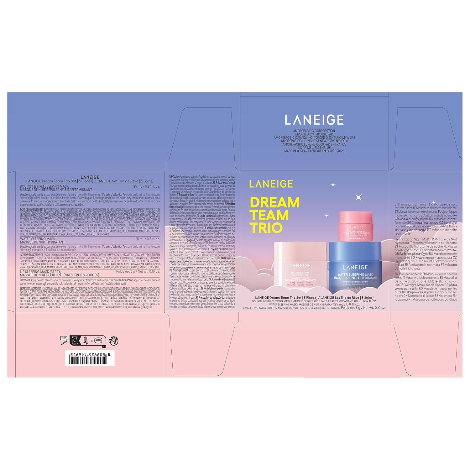 image:imageLANEIGE Dream Team Trio Water Sleeping Mask Lip Sleeping Mask Bouncy and Firm Mask BarrierBoosting Hydration Travel Sized