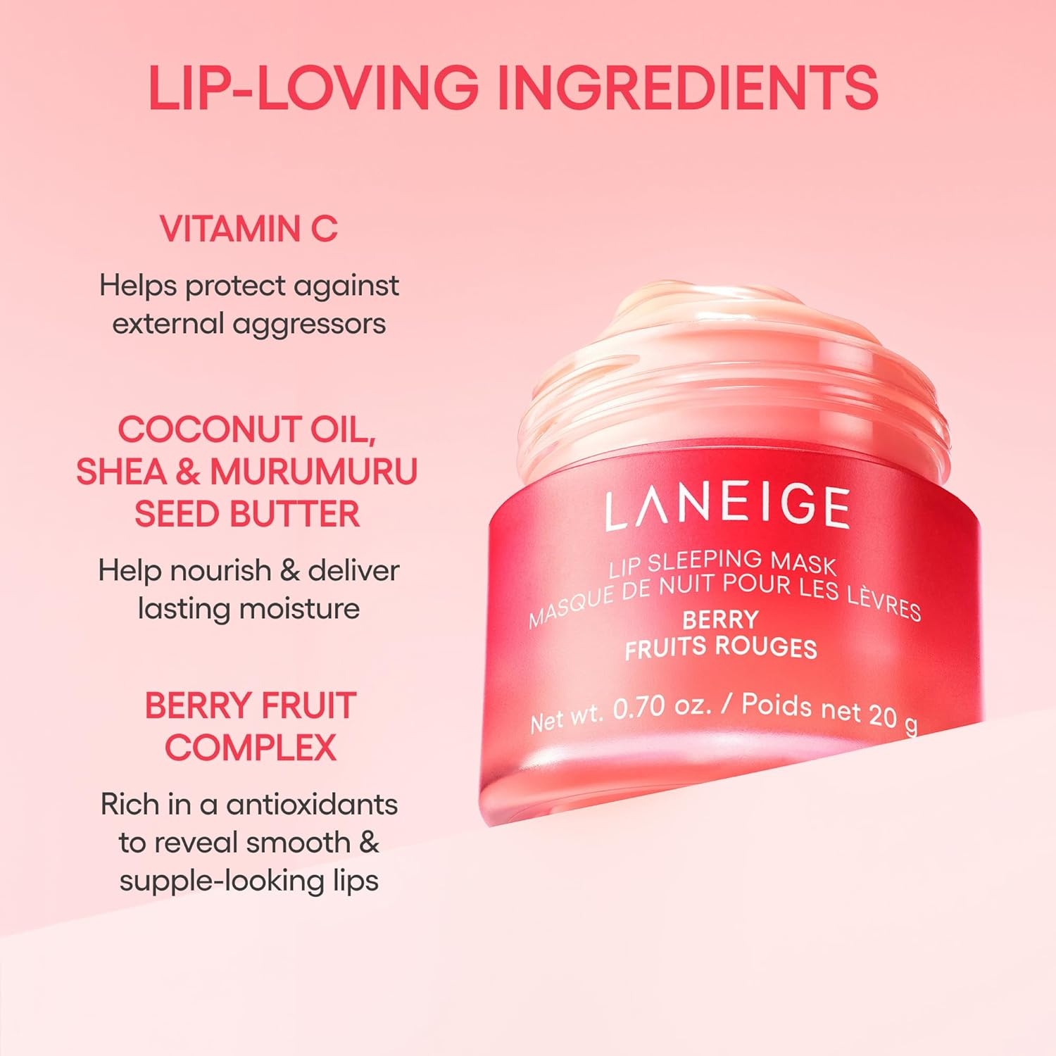 image:imageLANEIGE Lip Sleeping Mask Nourish Hydrate Vitamin C Murumuru amp Shea Butter Antioxidants Flaky Dry LipsLemon Sorbet