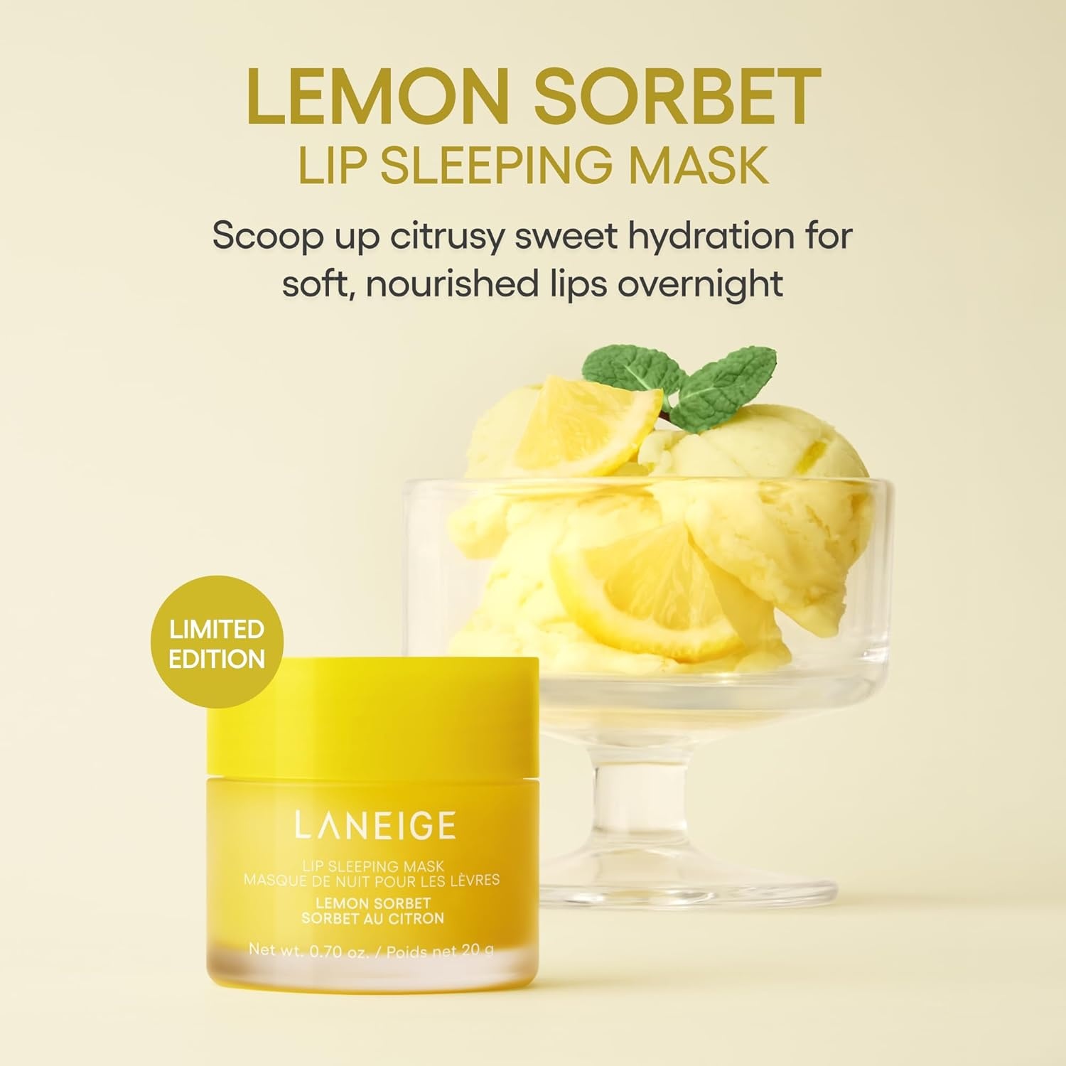 image:imageLANEIGE Lip Sleeping Mask Nourish Hydrate Vitamin C Murumuru amp Shea Butter Antioxidants Flaky Dry LipsLemon Sorbet