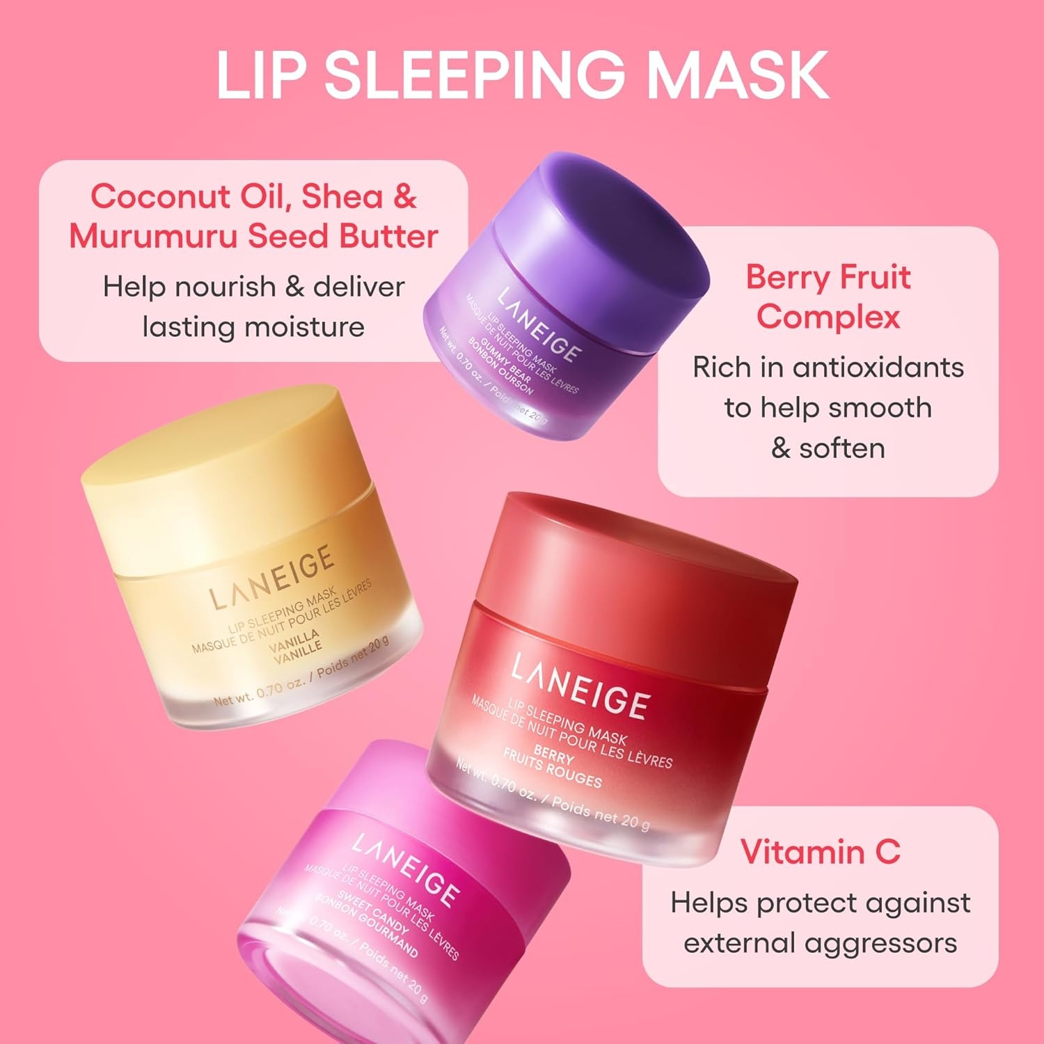 image:imageLANEIGE Lip Sleeping Mask Nourish Hydrate Vitamin C Murumuru amp Shea Butter Antioxidants Flaky Dry LipsPlump Hydrate Set