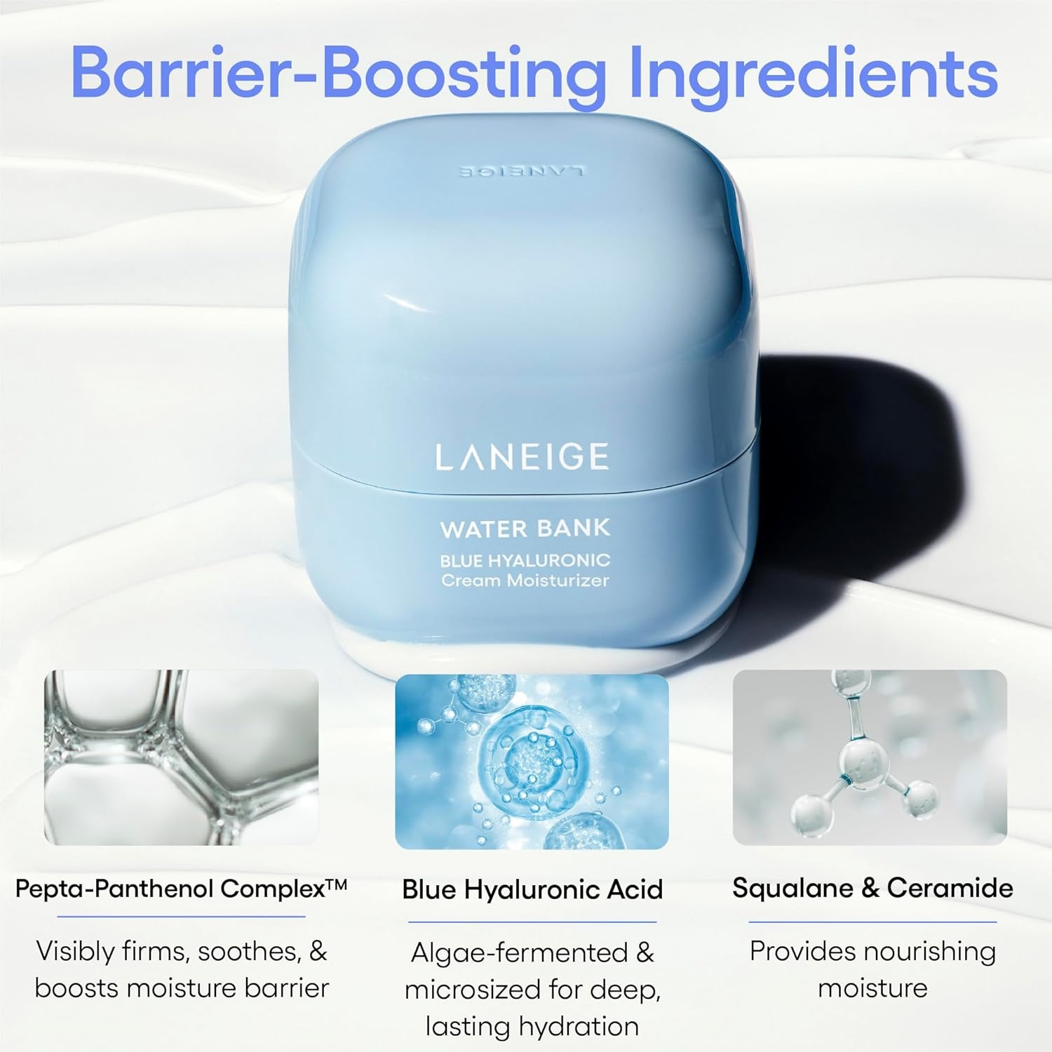 image:imageLANEIGE Water Bank Blue Hyaluronic Cream Moisturizer Hydrating Korean Face Cream with Squalane amp Ceramide for Skin Barrier Support DermatologistTestedWater Bank Cream Refill Duo