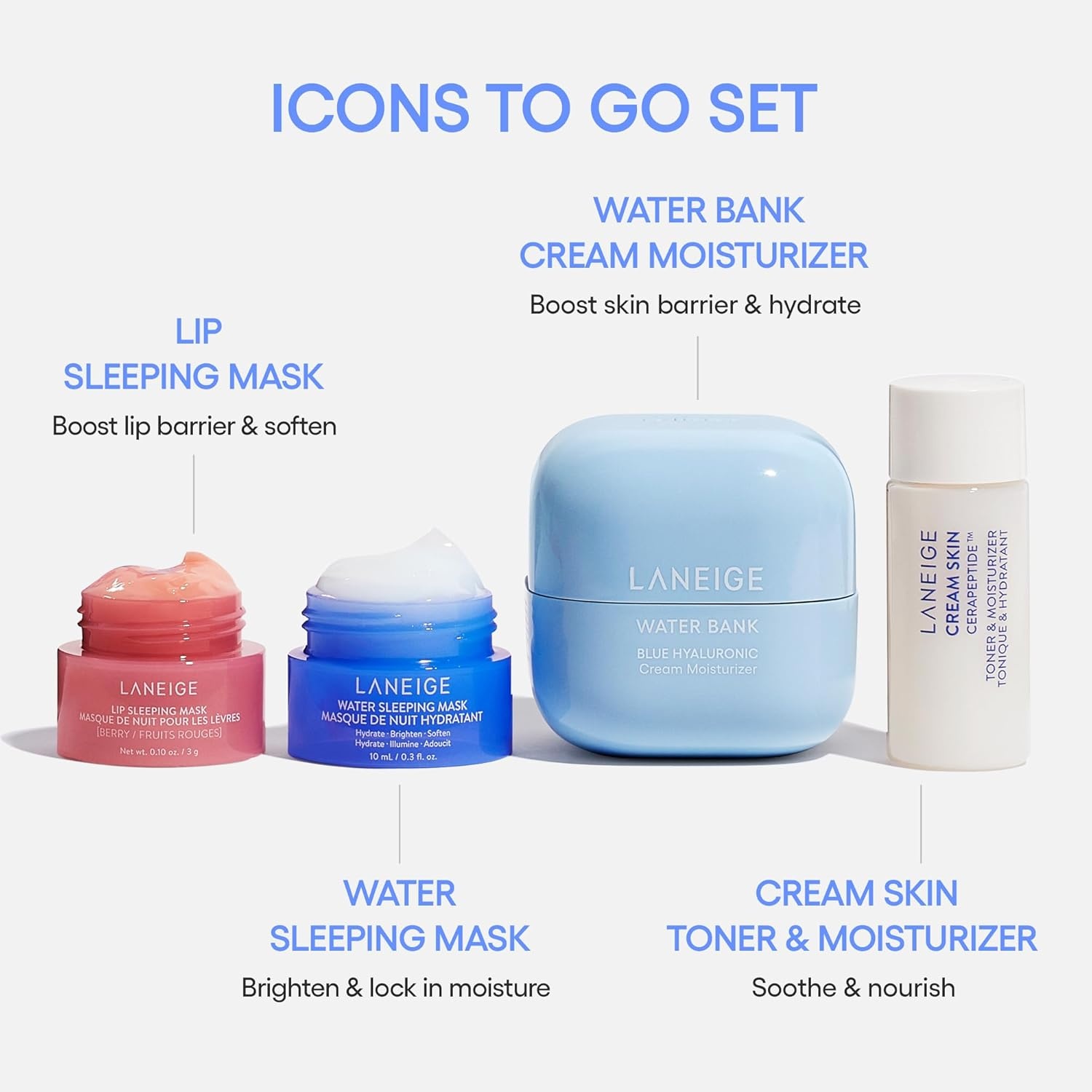 image:imageLANEIGE Water Bank Blue Hyaluronic Cream Moisturizer Hydrating Korean Face Cream with Squalane amp Ceramide for Skin Barrier Support DermatologistTestedIcons To Go Set