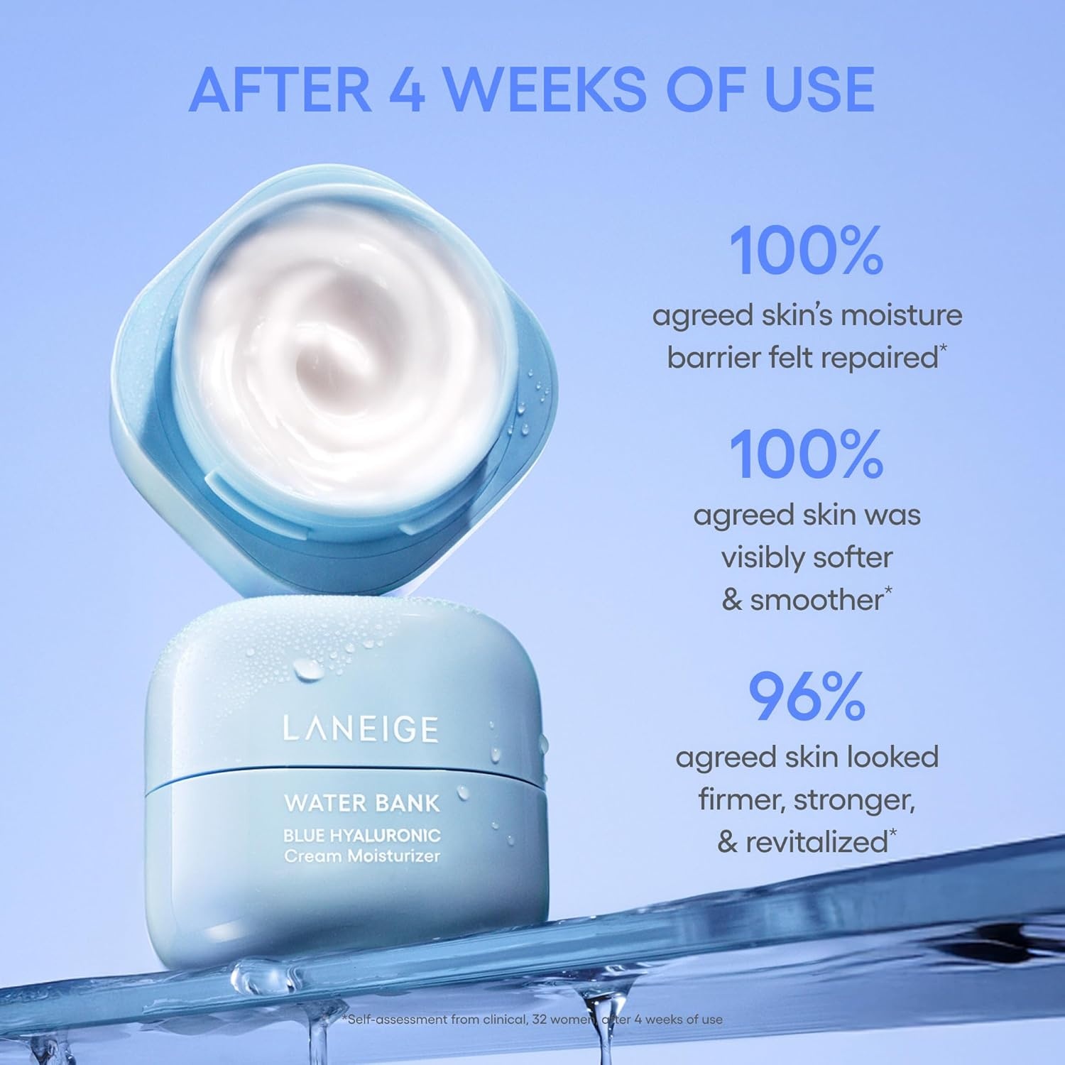 image:imageLANEIGE Water Bank Blue Hyaluronic Cream Moisturizer Hydrating Korean Face Cream with Squalane amp Ceramide for Skin Barrier Support DermatologistTested067 oz 20 ml Mini Travel Size