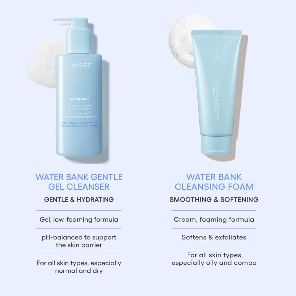 image:imageLANEIGE Water Bank Gentle Gel Cleanser pHBalanced amp BarrierBoosting with Blue Hyaluronic Acid845 Ounce Pack of 1