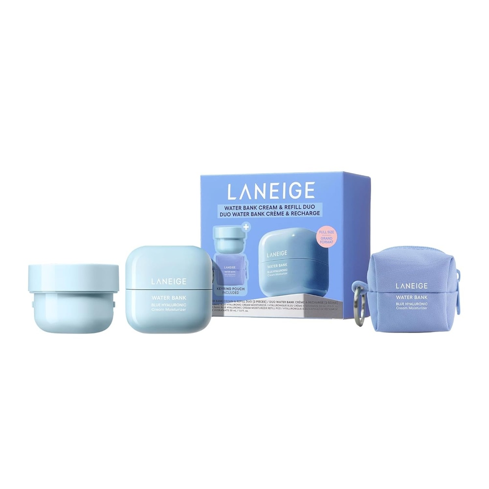 image:imageLANEIGE Water Bank Blue Hyaluronic Cream Moisturizer Hydrating Korean Face Cream with Squalane amp Ceramide for Skin Barrier Support DermatologistTestedWater Bank Cream Refill Duo w Keychain Pouch