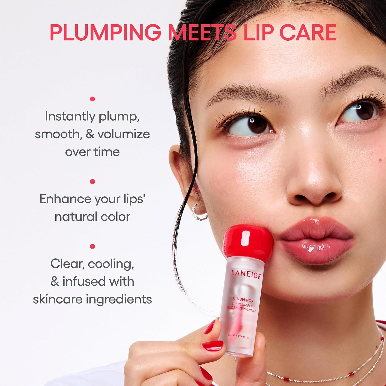 image:imageLANEIGE Flush Pop Peptide Lip Gloss Treatment Tube Plumping amp Volumizing Cooling Gel Korean Skin Care