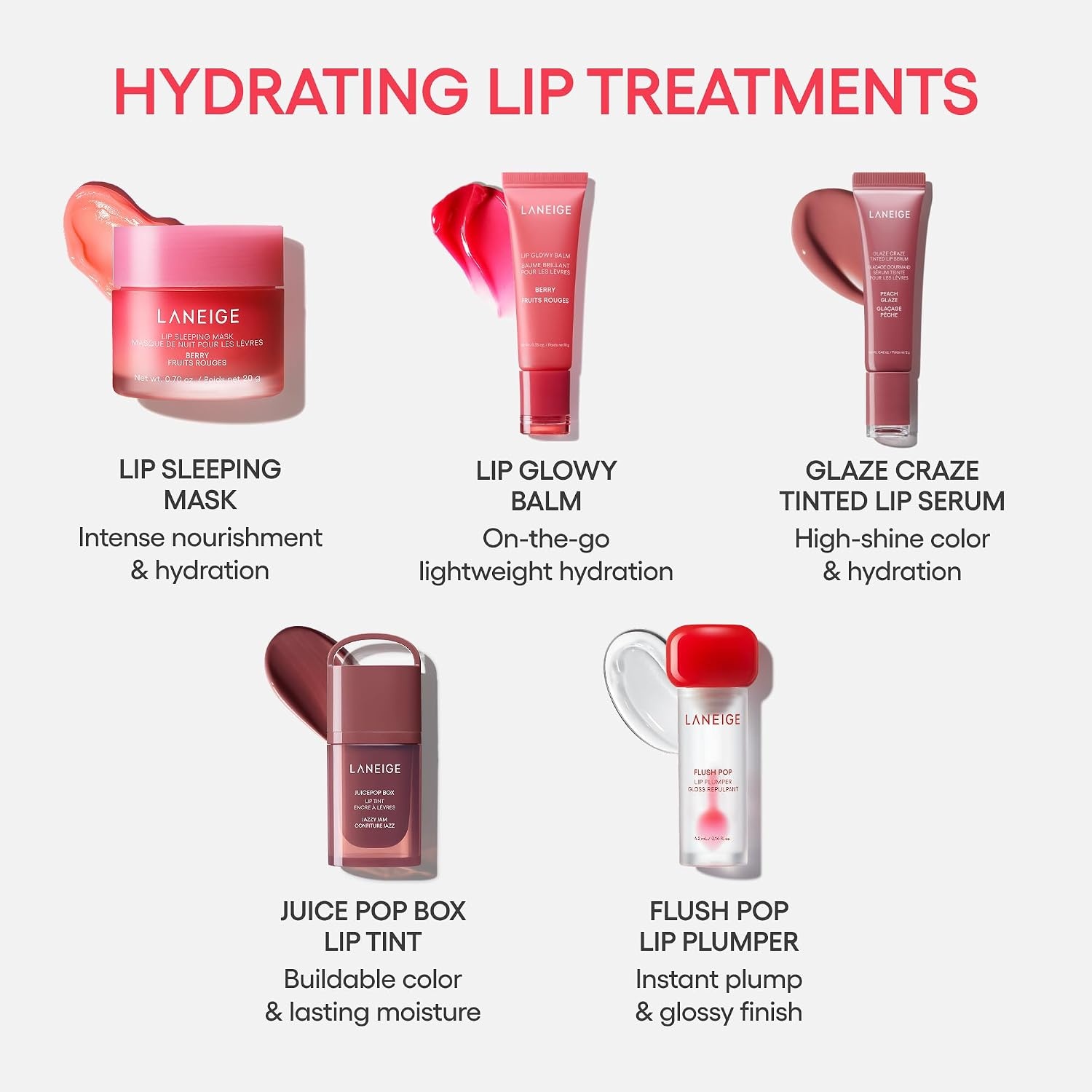 image:imageLANEIGE Flush Pop Peptide Lip Gloss Treatment Tube Plumping amp Volumizing Cooling Gel Korean Skin Care
