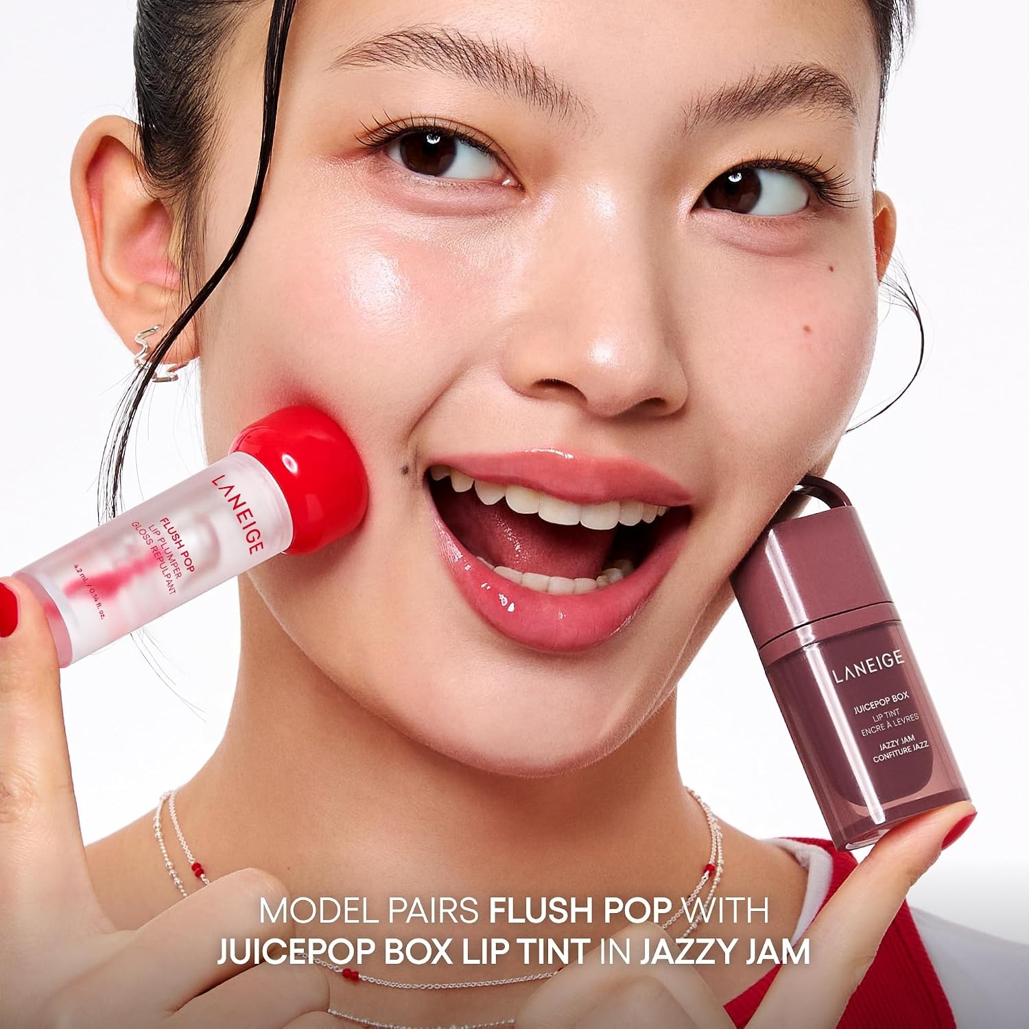 image:imageLANEIGE Flush Pop Peptide Lip Gloss Treatment Tube Plumping amp Volumizing Cooling Gel Korean Skin Care