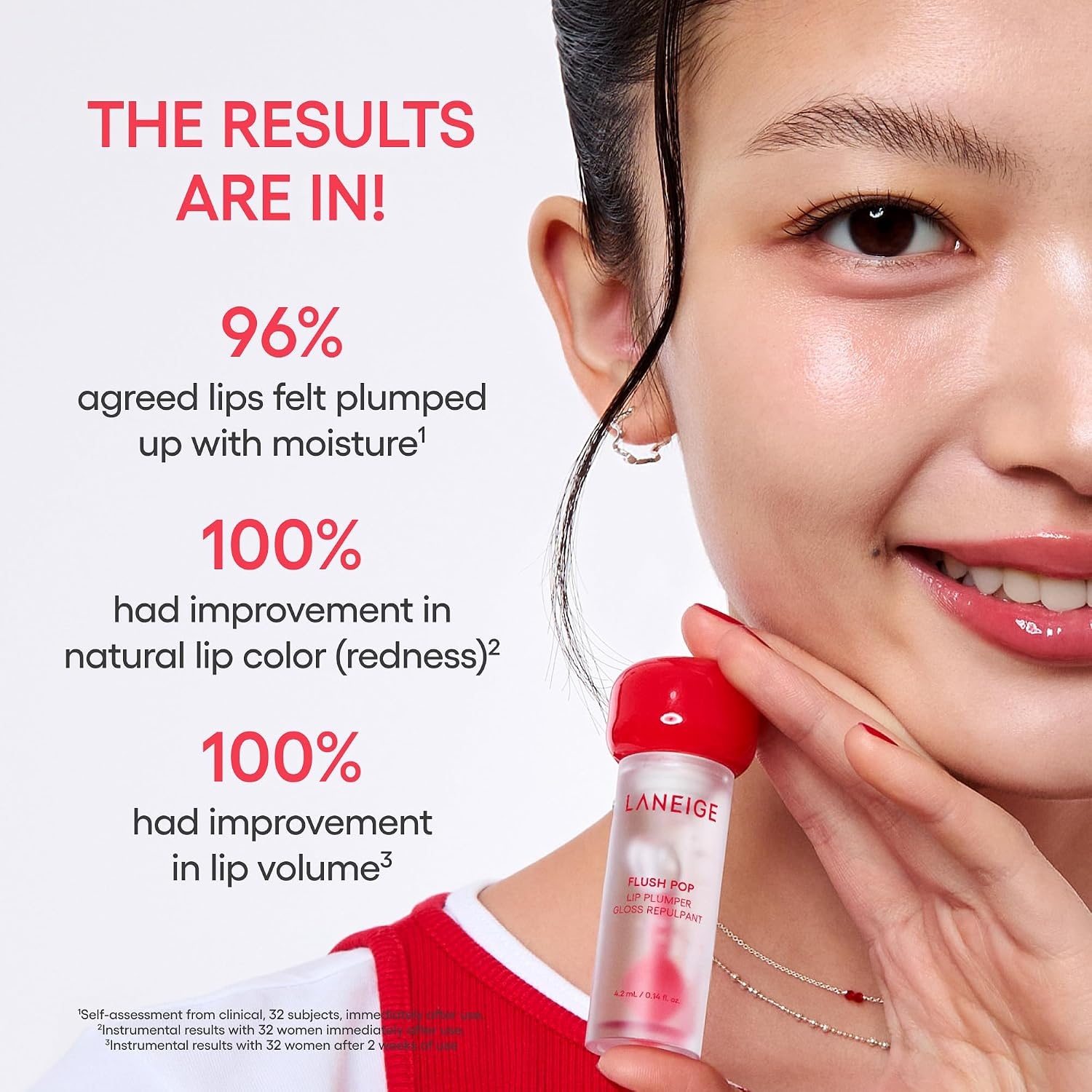 image:imageLANEIGE Flush Pop Peptide Lip Gloss Treatment Tube Plumping amp Volumizing Cooling Gel Korean Skin Care